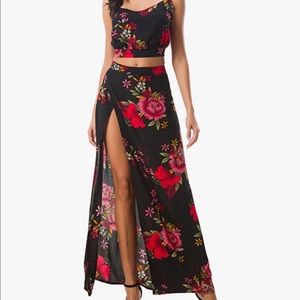Kormei floral crop top maxi dress